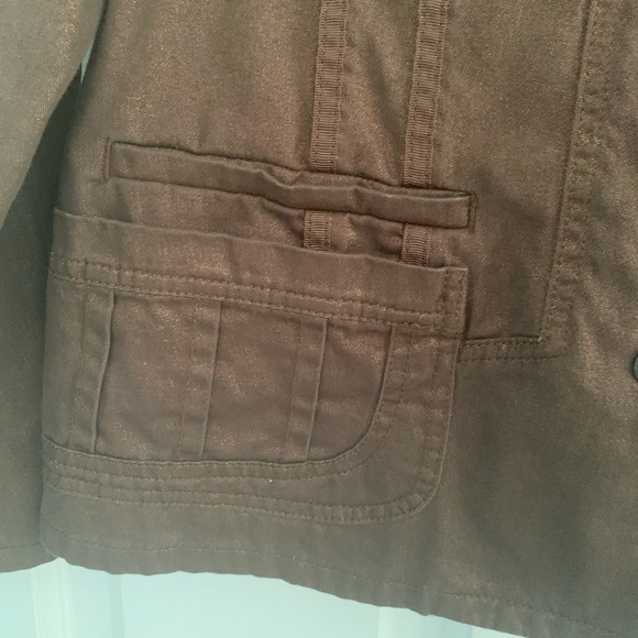 Coldwater Creek Bronze Metallic Snap Closure Military Jacket Sz 10 Slip … - Picture 4 of 8